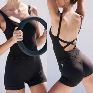 Free People Movement Good Karma Runsie In Washed Black. NWOT! Sz XS/S & XL